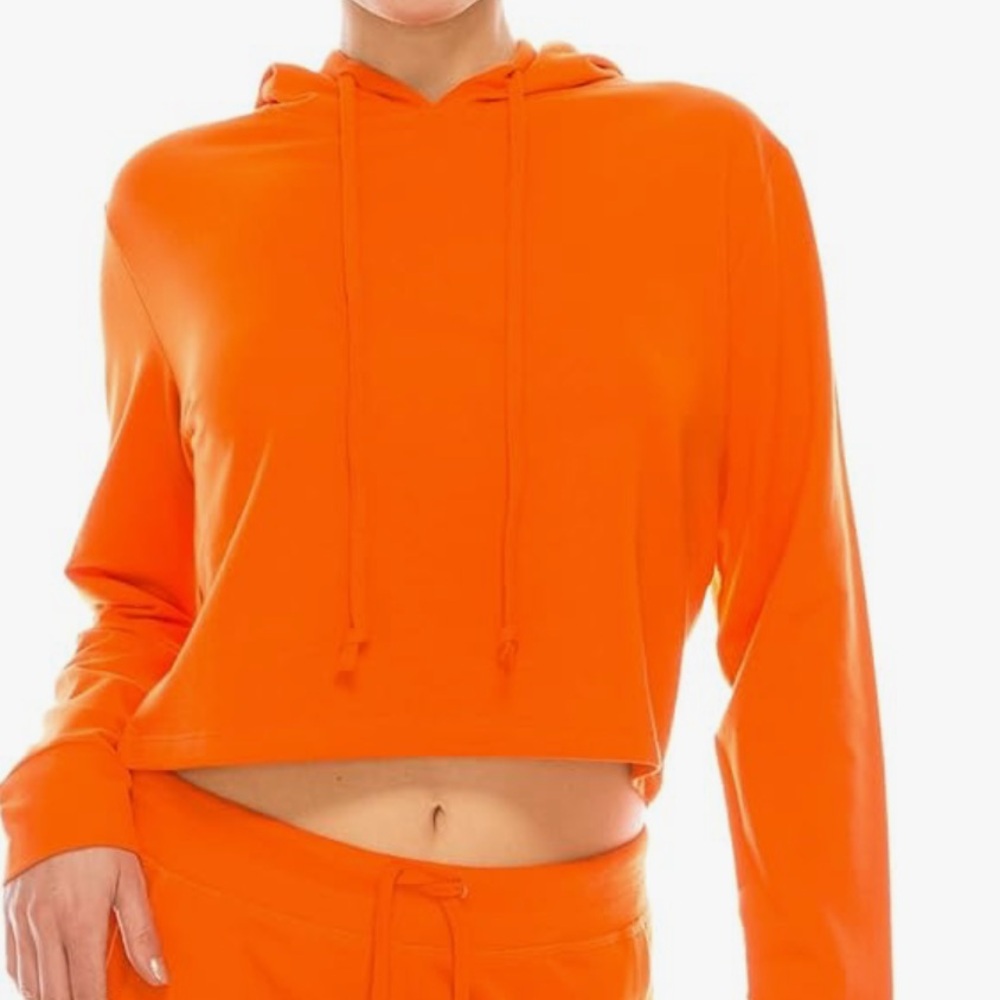 Urban Buck XL (says XXL) bright orange hooded cropped sweatshirt